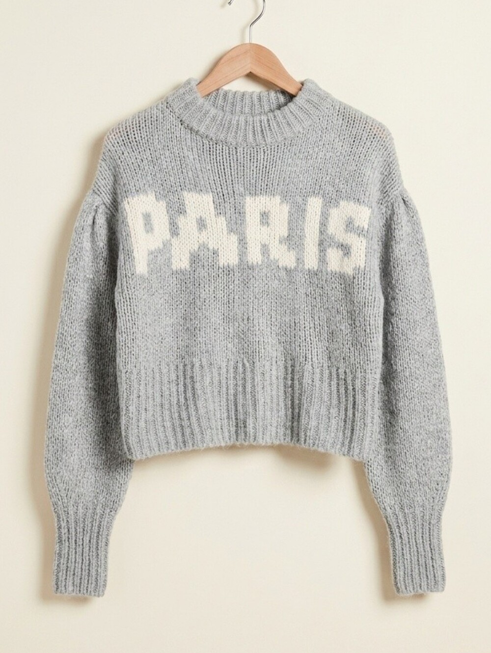 Divided by H&M | "PARIS" Gray Intarsia Knit Sweater | Size XS